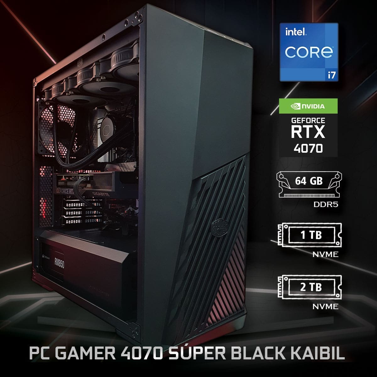PC Gamer 4070 Súper Black Kaibil - Bulltech Store