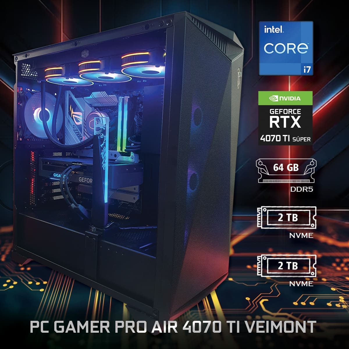 PC Gamer Pro Air 4070 TI Veimont - ASSEMBLED PRO COMPUTER - Bulltech Store