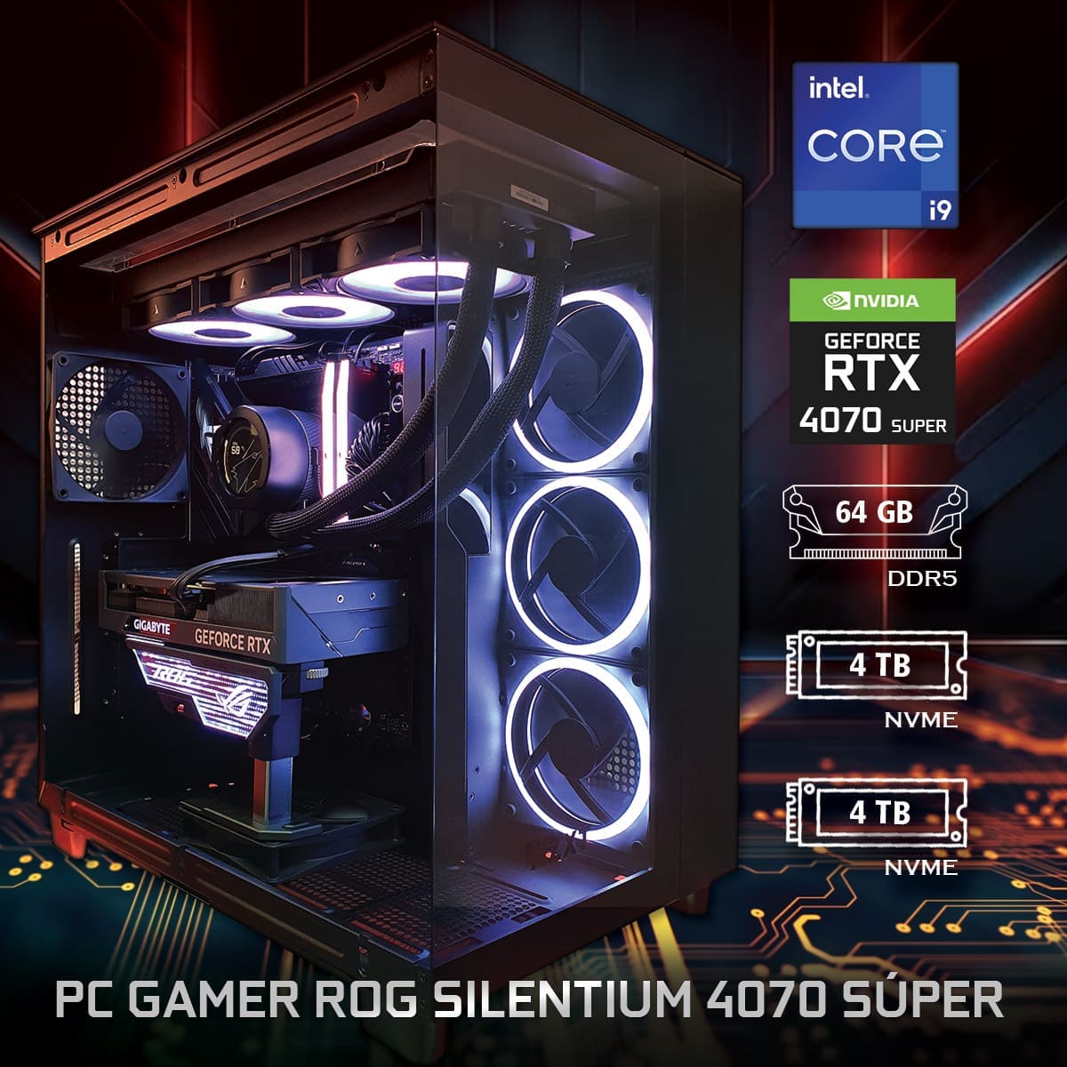 PC Gamer Rog Silentium 4070 Súper - ASSEMBLED PRO COMPUTER - Bulltech Store