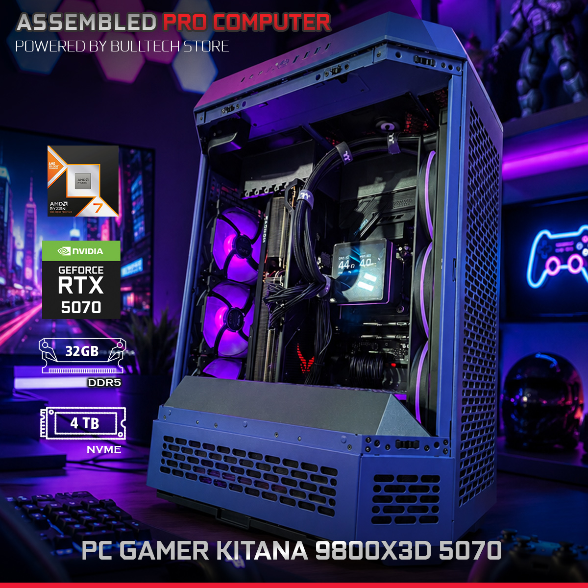 PC Gamer Kitana 9800X3D 5070 / Computadora Gamer y Profesional / Assembled Pro Computer - Image 2