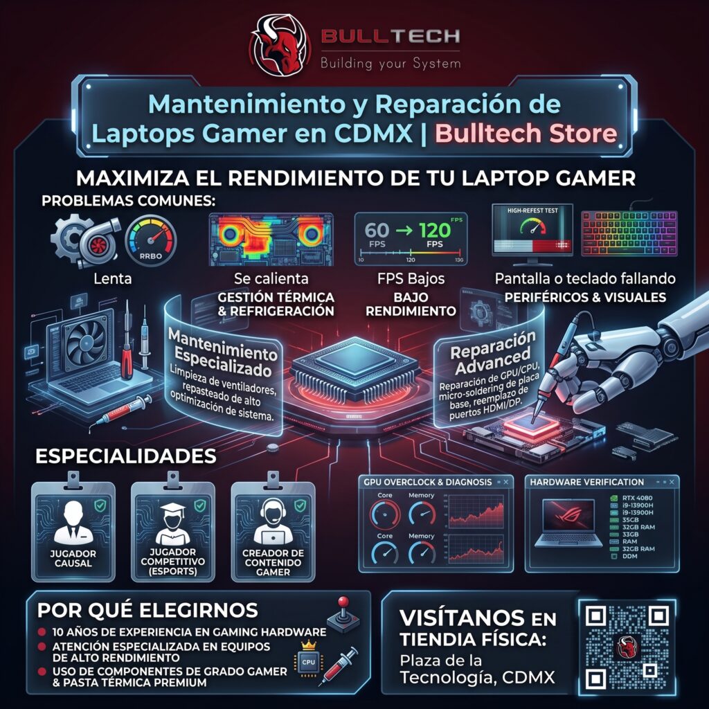 Mantenimiento y Reparación de Laptops Gamer en Bulltech Store