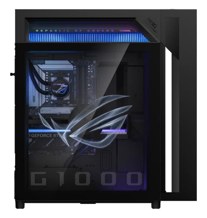 ASUS ROG G1000: una PC gamer con RTX 5080, refrigeración externa y ventiladores holográficos