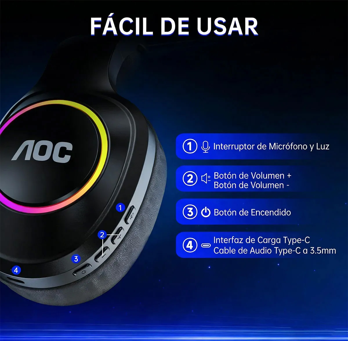 Audífonos Gamer AOC Captain 700 Pro - Tienda de Cómputo en CDMX - PC Gamer - Computadora Gamer