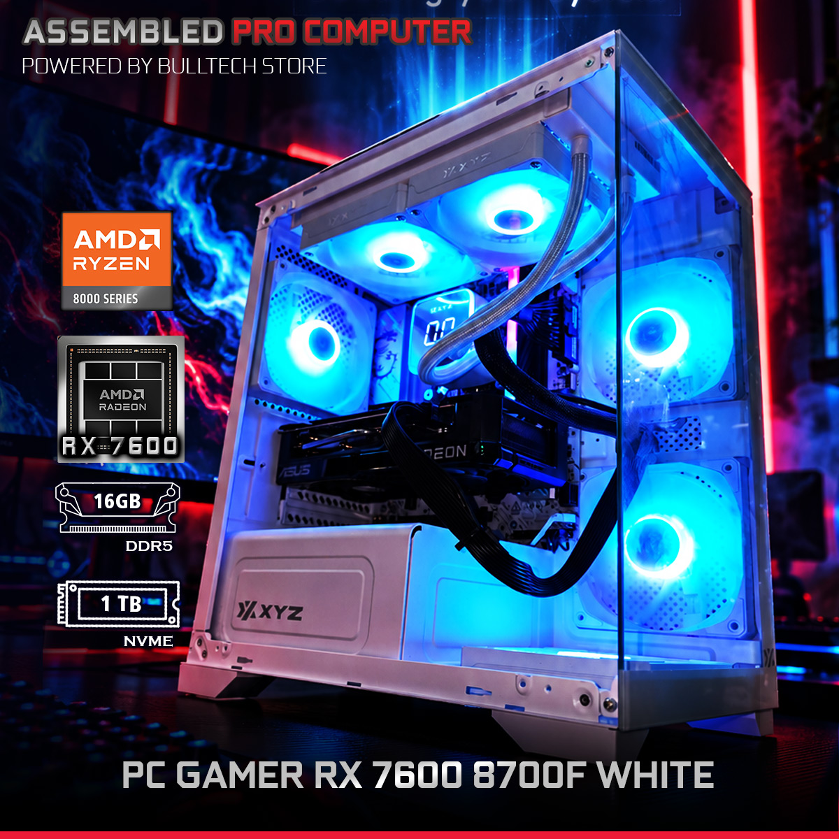 PC Gamer RX 7600 8700F White - Bulltech Store - Tienda de Cómputo en CDMX - PC Gamer - Computadora Gamer